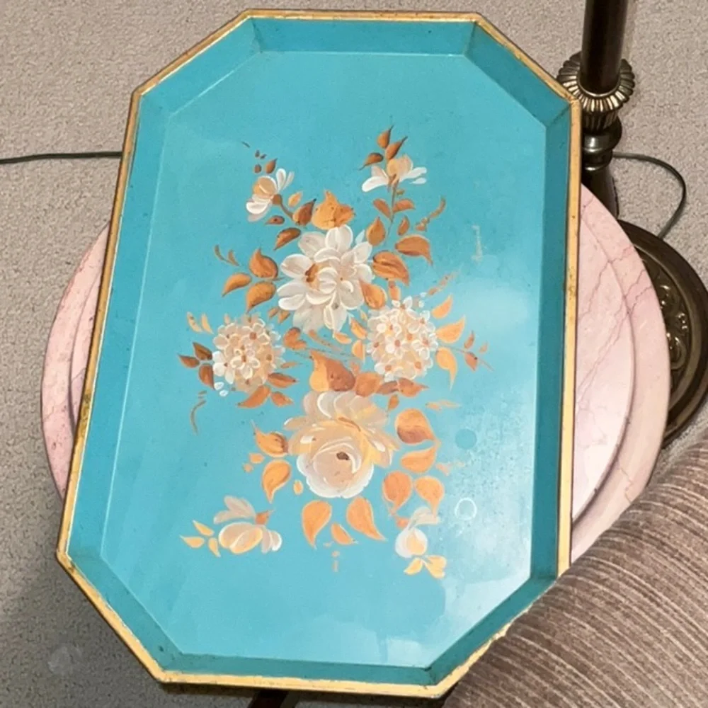 Nashco Products New York Toleware Signed Hand Painted Tray Vintage Mid Century - Picture 2 of 16